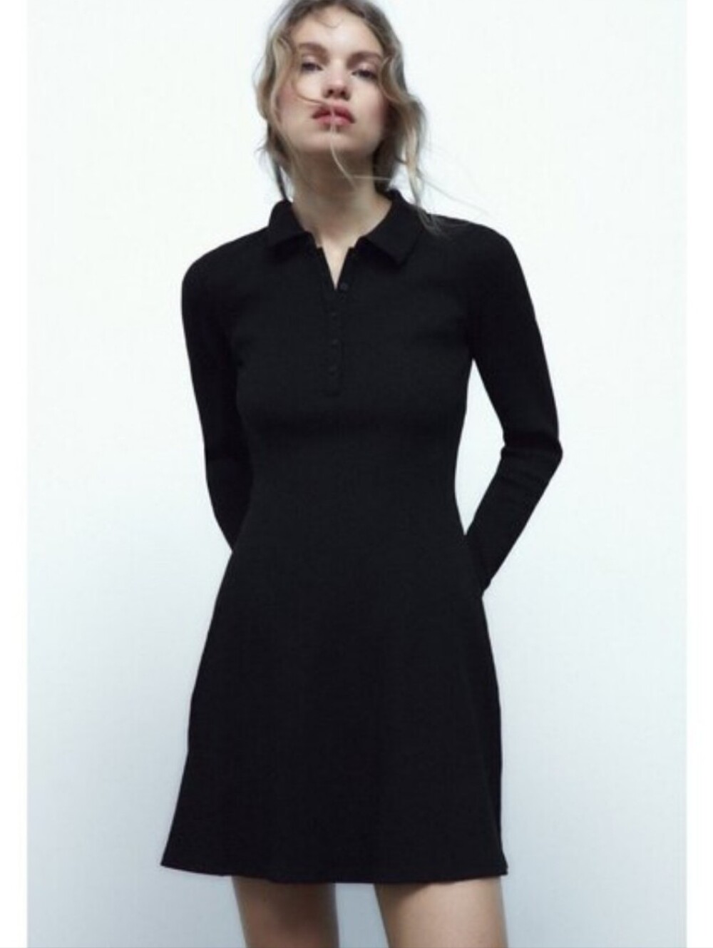 NWT Zara Women's black long-sleeve dress